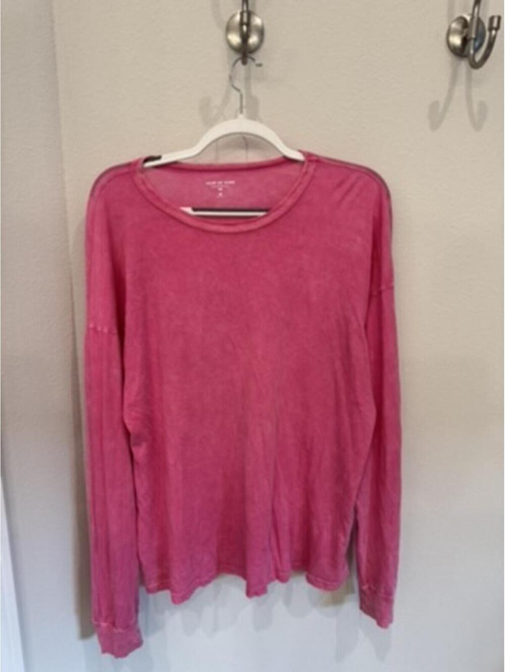 Year of Ours Women's Long Sleeve Crew Neck Shirt Medium Pink